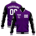 Chaqueta universitaria personalizada estilo Letterman para hombres-mujeres y jóvenes-color morado y negro