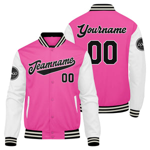 Chaqueta universitaria personalizada estilo Letterman para hombres-mujeres y jóvenes-color rosa