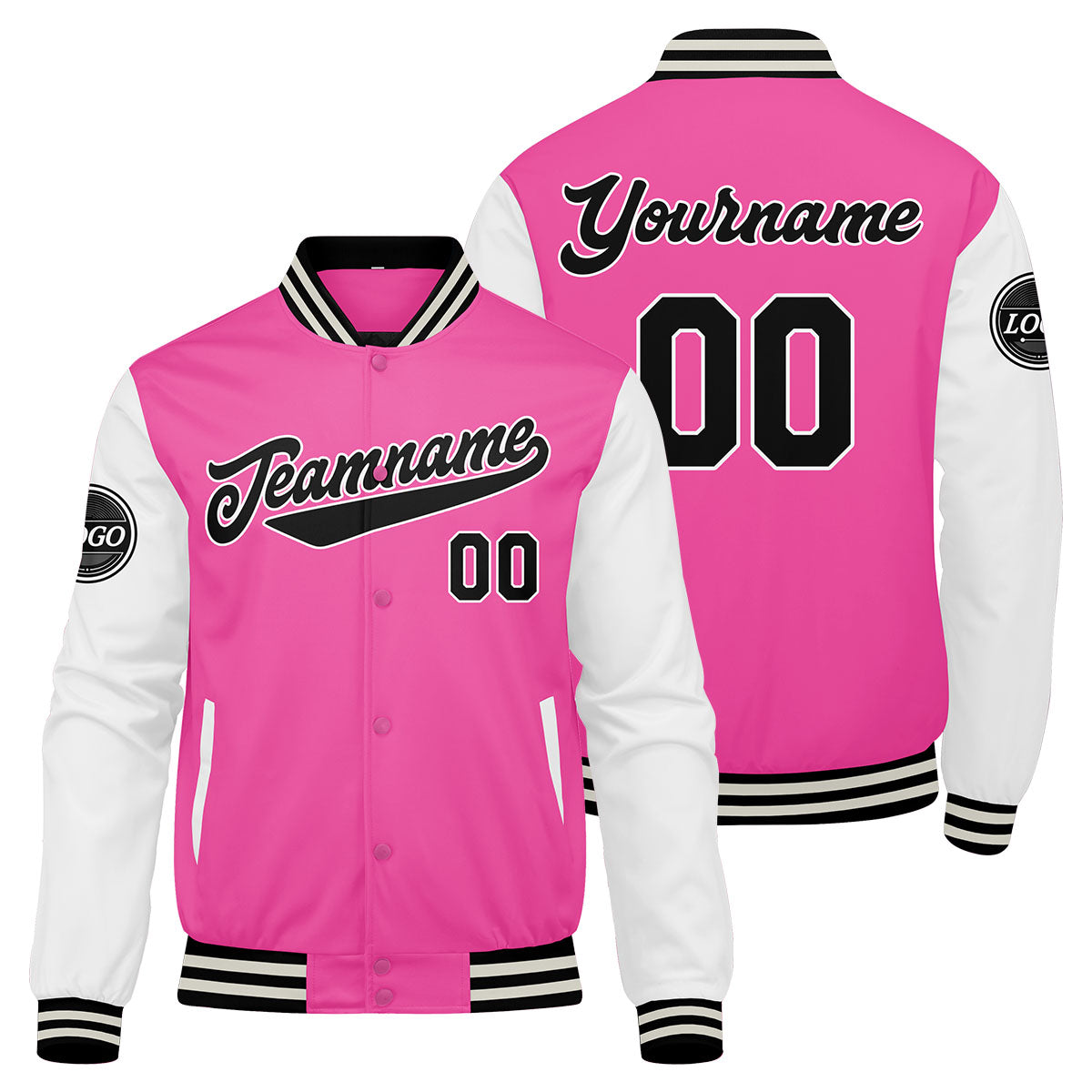 Chaqueta universitaria personalizada estilo Letterman para hombres-mujeres y jóvenes-color rosa