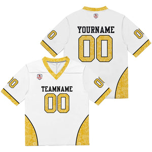 Camiseta de fútbol personalizada con nombre y número del equipo bordados-color blanco y amarillo