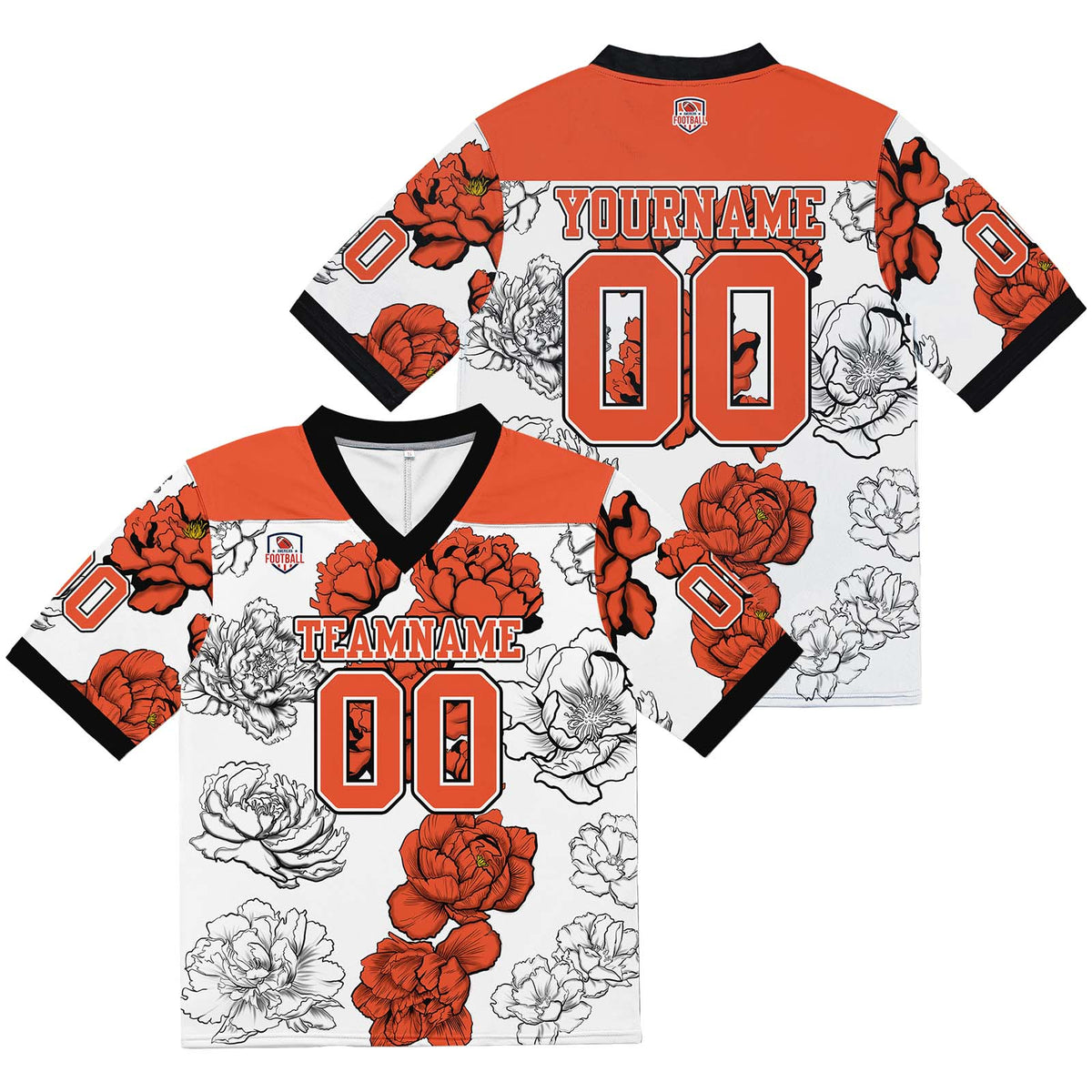 Camiseta de fútbol personalizada con nombre y número del equipo impresos y bordados-color naranja