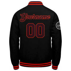 Chaqueta universitaria personalizada estilo Letterman para hombres-mujeres y jóvenes-color granate-negro y naranja