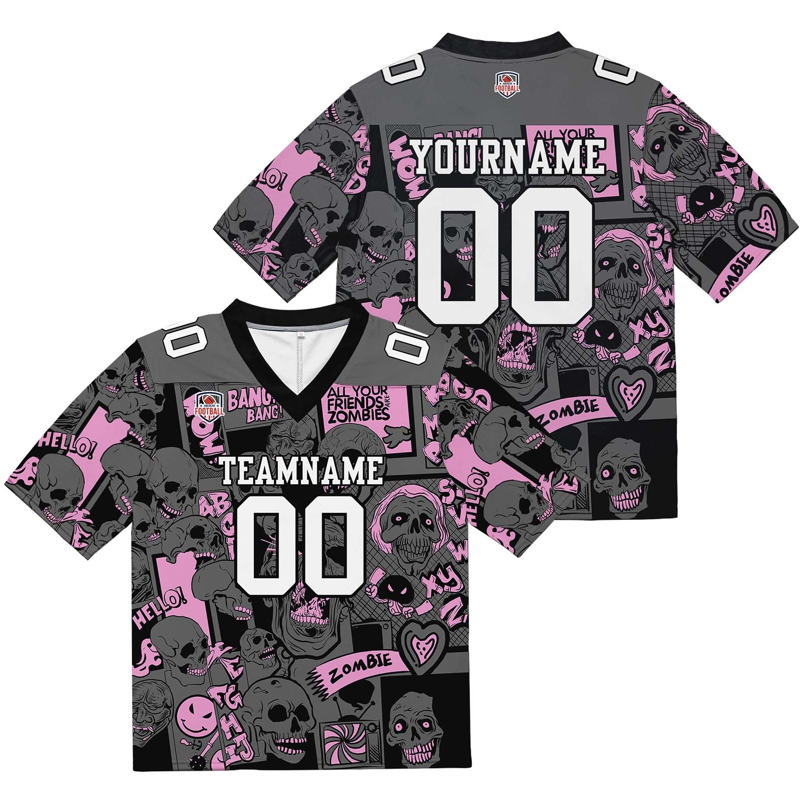 Camiseta de fútbol personalizada con nombre y número del equipo impresos y bordados-color rosa claro