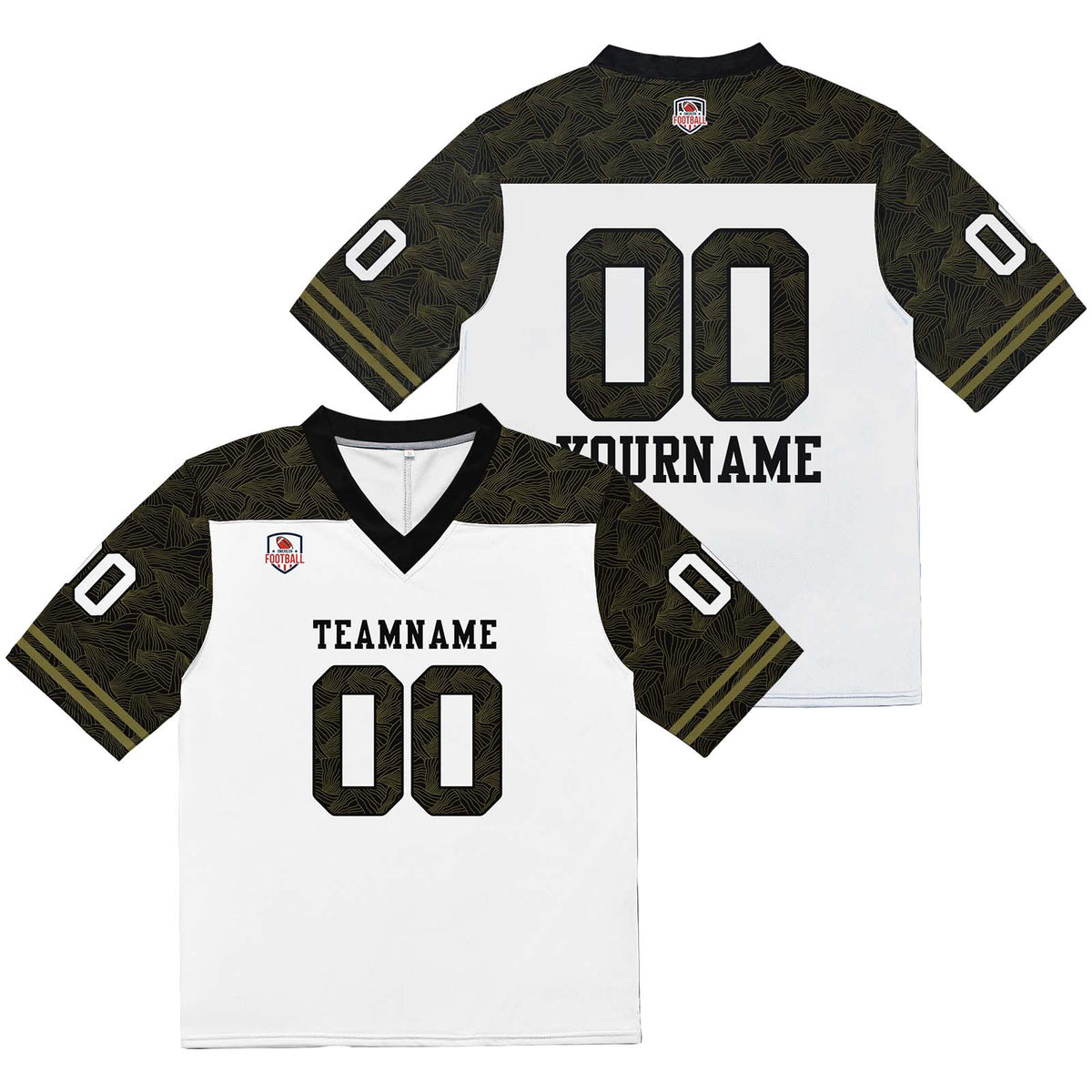 Camiseta de fútbol personalizada con nombre y número del equipo bordados-en blanco-negro y verde oscuro