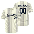 Camiseta de béisbol personalizada con diseño bordado & estilo hip hop & color crema y azul marino
