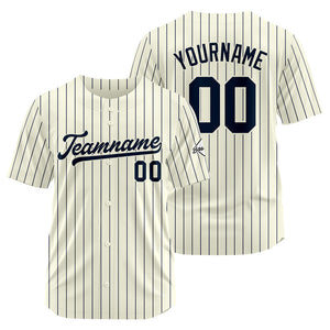 Camiseta de béisbol personalizada con diseño bordado & estilo hip hop & color crema y azul marino