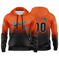Sudadera con capucha personalizada con degradado para hombre-mujer-niña o niño Estampa tu logotipo-nombre o número en color naranja y negro