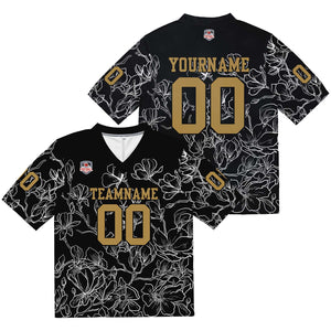 Camiseta de fútbol personalizada con nombre y número del equipo impresos y bordados-color negro