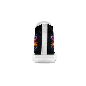 Frenesí de fuegos artificiales: Zapatillas de lona unisex de media caña: Adéntrate en una explosión de color con estampados de fuegos artificiales estilo salpicaduras de pintura para hombres y mujeres