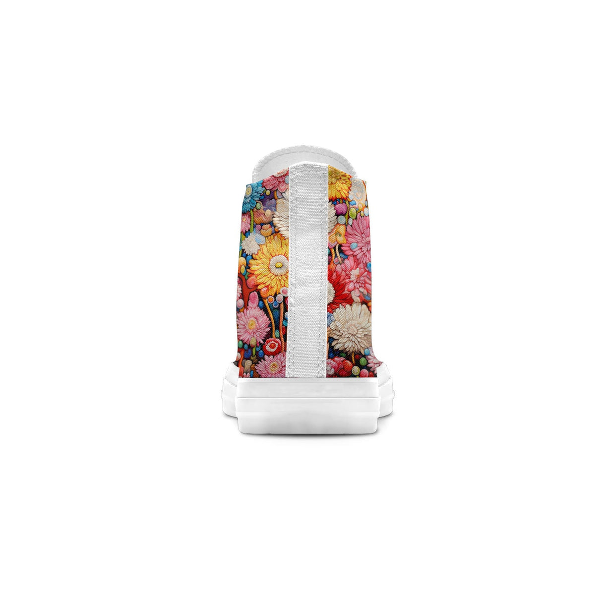 Floral Fusion: Zapatillas unisex de lona de media caña: Adéntrate en un mundo de crisantemos-una vibrante fusión de arte y moda para hombres y mujeres