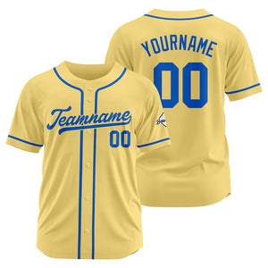Camiseta de béisbol personalizada con diseño bordado & estilo hip hop & color oro y azul marino