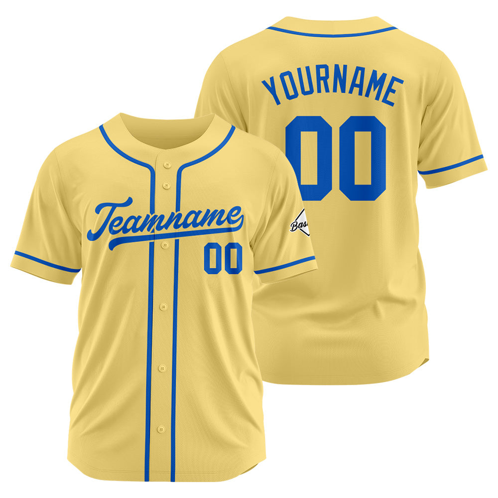 Camiseta de béisbol personalizada con diseño bordado & estilo hip hop & color oro y azul marino