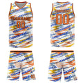 Uniforme de baloncesto personalizado blanco y naranja con tu logotipo-nombre y número impresos