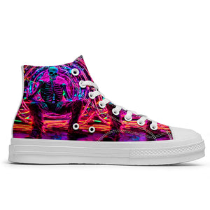 Resalta tu estilo con las zapatillas de lona de caña media Skeleton para hombre y mujer