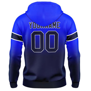 Sudadera con capucha degradada personalizada para hombre-mujer-niña o niño Imprime tu logotipo-nombre y número Azul marino y azul marino