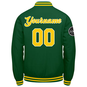 Chaqueta universitaria personalizada estilo Letterman para hombres-mujeres y jóvenes-color verde y amarillo