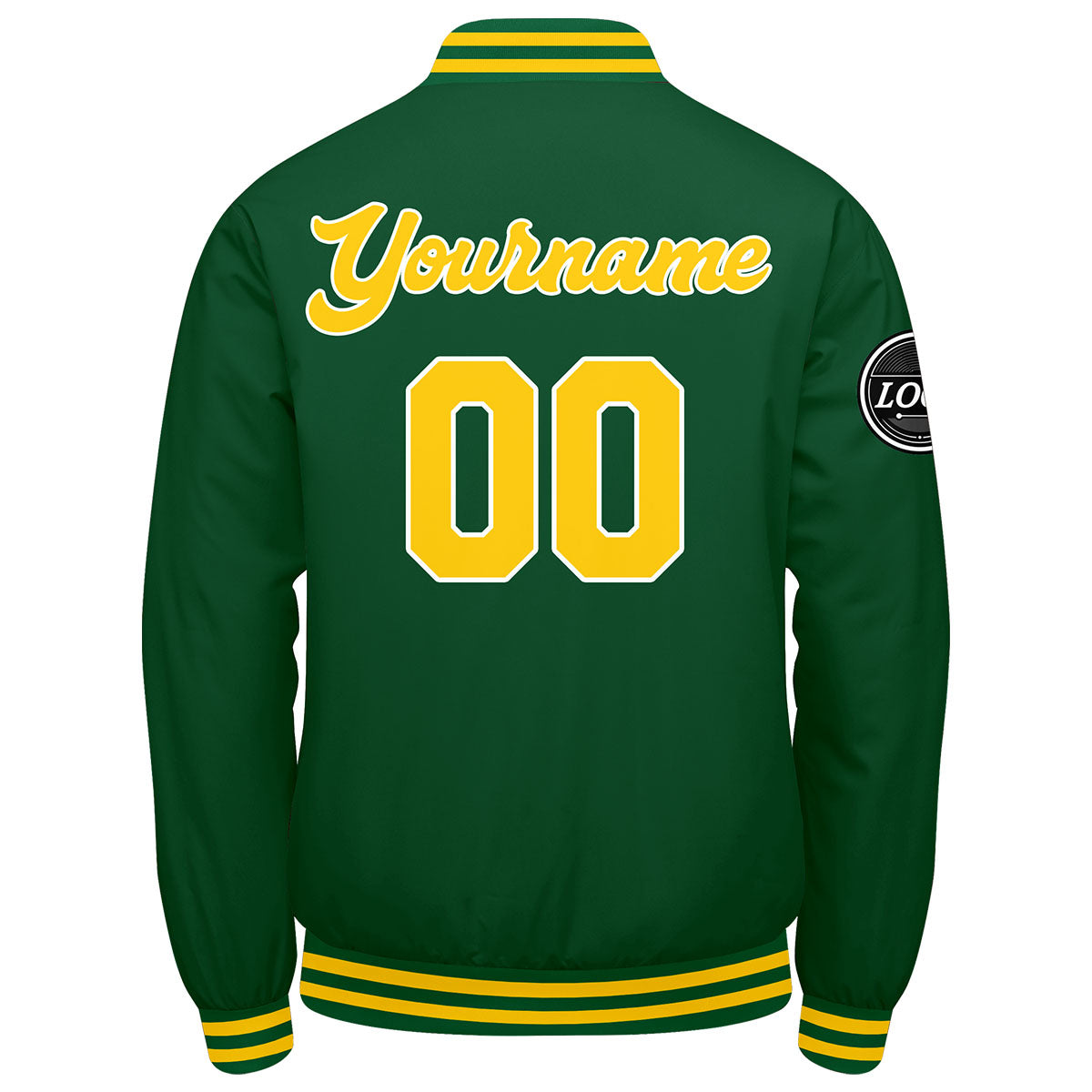 Chaqueta universitaria personalizada estilo Letterman para hombres-mujeres y jóvenes-color verde y amarillo
