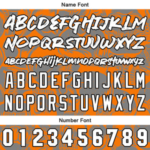 Camiseta de béisbol personalizada para hombres mujeres ni?os y jóvenes con bordados e impresión en naranja y gris