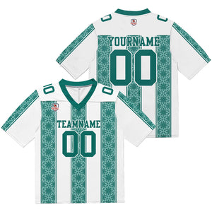 Camiseta de fútbol personalizada con nombre y número del equipo impresos y bordados-color blanco y verde