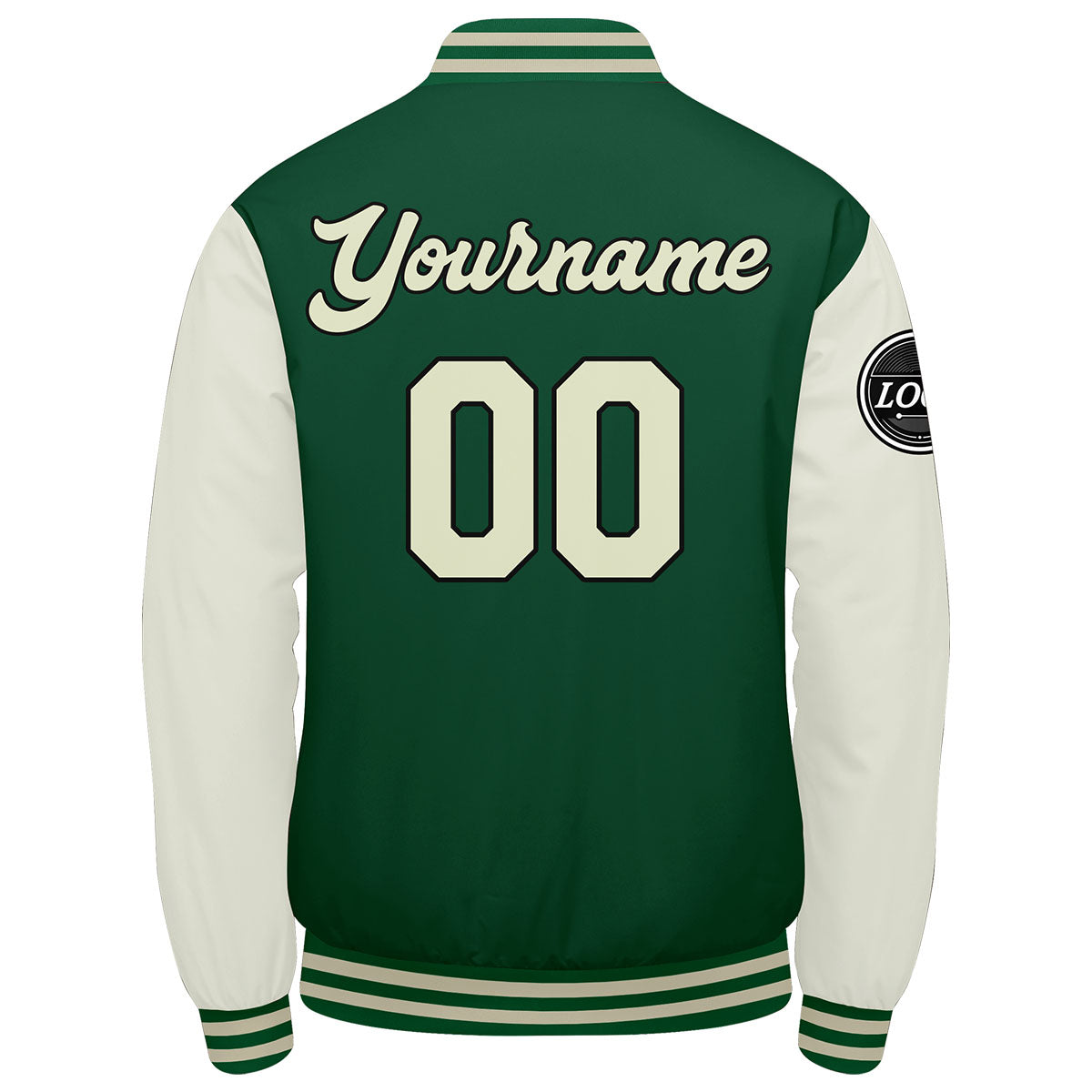 Chaqueta universitaria personalizada estilo Letterman para hombres-mujeres y jóvenes-color verde crema