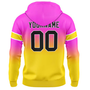 Sudadera con capucha degradada personalizada para hombre-mujer-niña o niño Imprime tu logotipo-nombre o número Rosa y amarillo