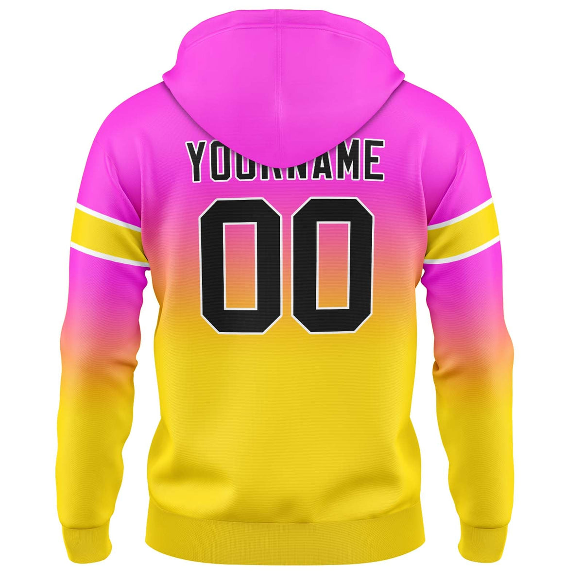 Sudadera con capucha degradada personalizada para hombre-mujer-niña o niño Imprime tu logotipo-nombre o número Rosa y amarillo