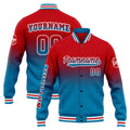 Chaqueta universitaria personalizada estilo Letterman para hombres-mujeres y jóvenes-color azul y rojo
