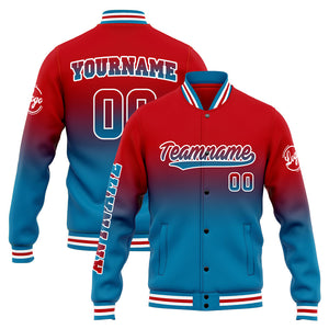 Chaqueta universitaria personalizada estilo Letterman para hombres-mujeres y jóvenes-color azul y rojo