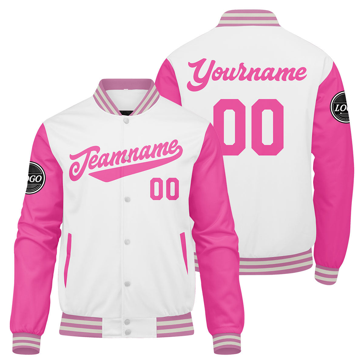 Chaqueta universitaria personalizada estilo Letterman para hombres-mujeres y jóvenes-color rosa