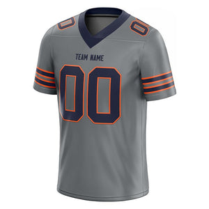 custom authentic football jersey gray-navy-orange mesh