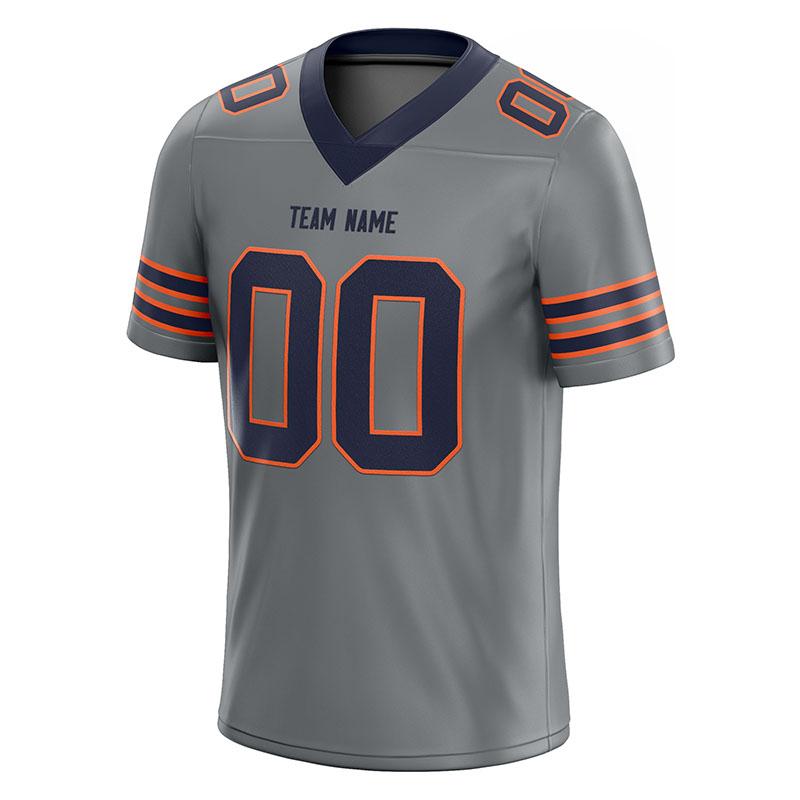 custom authentic football jersey gray-navy-orange mesh