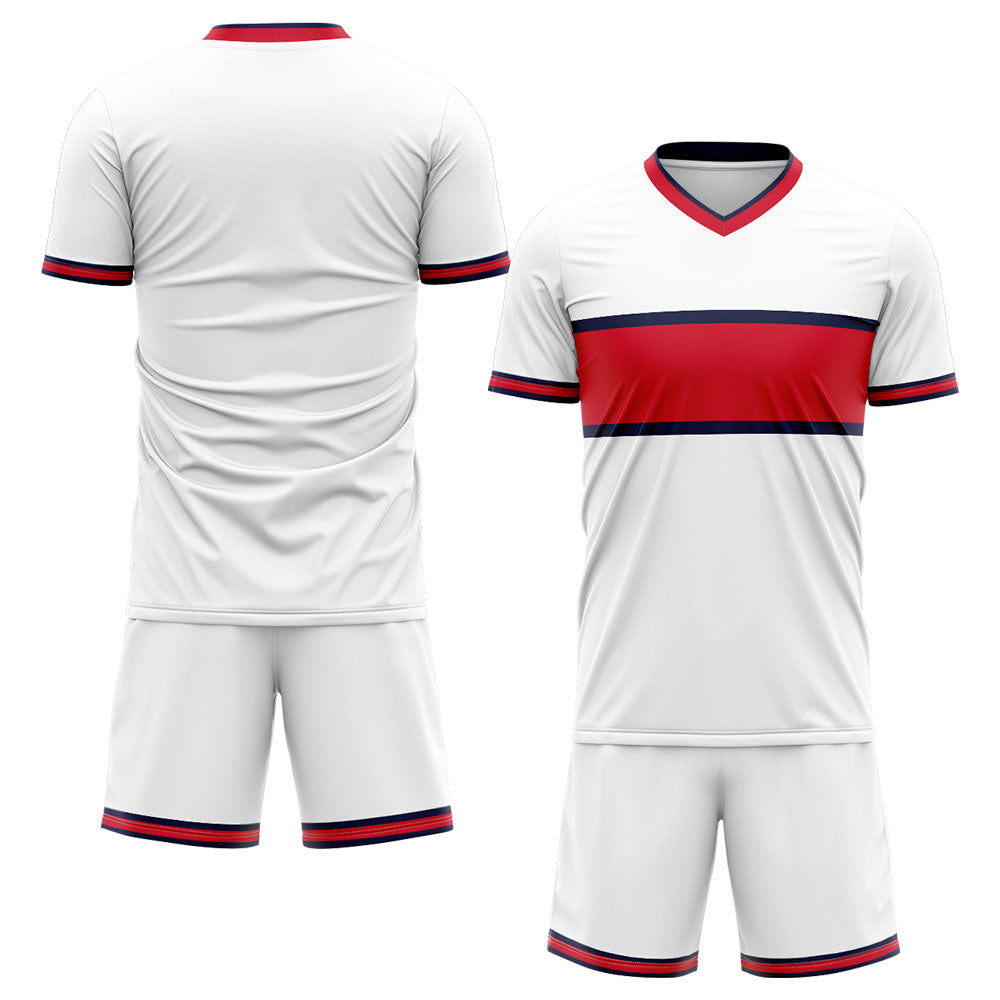 custom soccer set jersey kids adults personalized soccer white-red