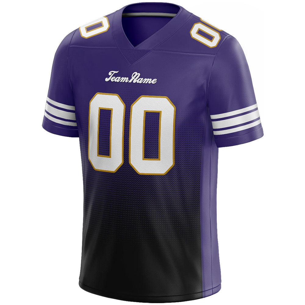 custom authentic gradient fashion football jersey purple-black-white mesh
