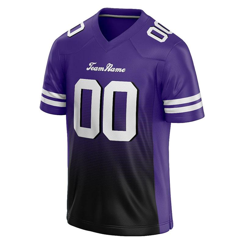 custom authentic gradient fashion football jersey purple-black-white mesh
