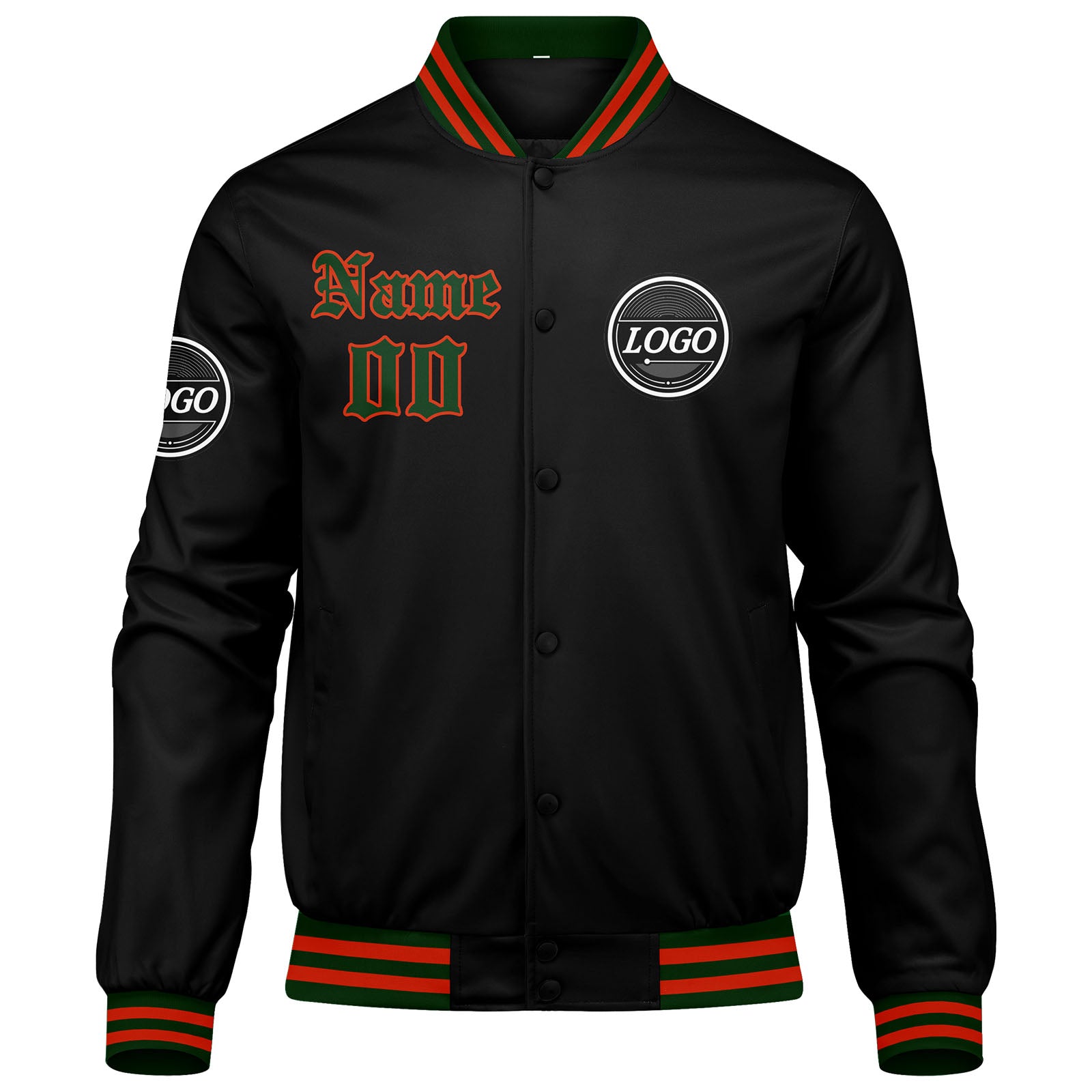 Chaqueta universitaria personalizada estilo Letterman para hombres-mujeres y jóvenes-color rojo y verde