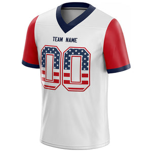 customized authentic football jersey white-red-navy mesh big size 7x
