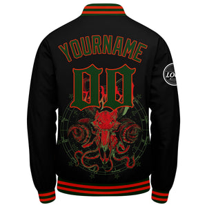 Chaqueta universitaria personalizada estilo Letterman para hombres-mujeres y jóvenes-color rojo y verde