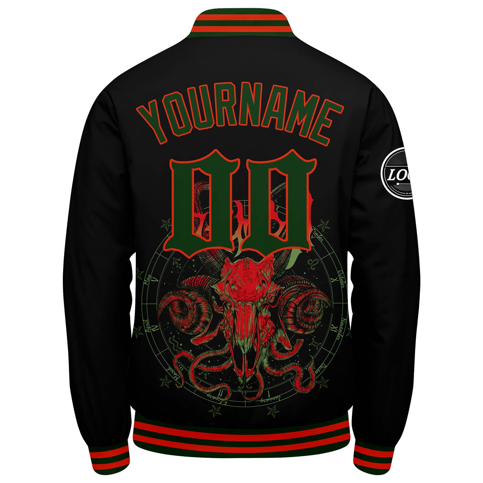 Chaqueta universitaria personalizada estilo Letterman para hombres-mujeres y jóvenes-color rojo y verde