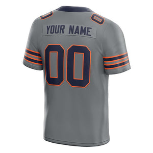 custom authentic football jersey gray-navy-orange mesh