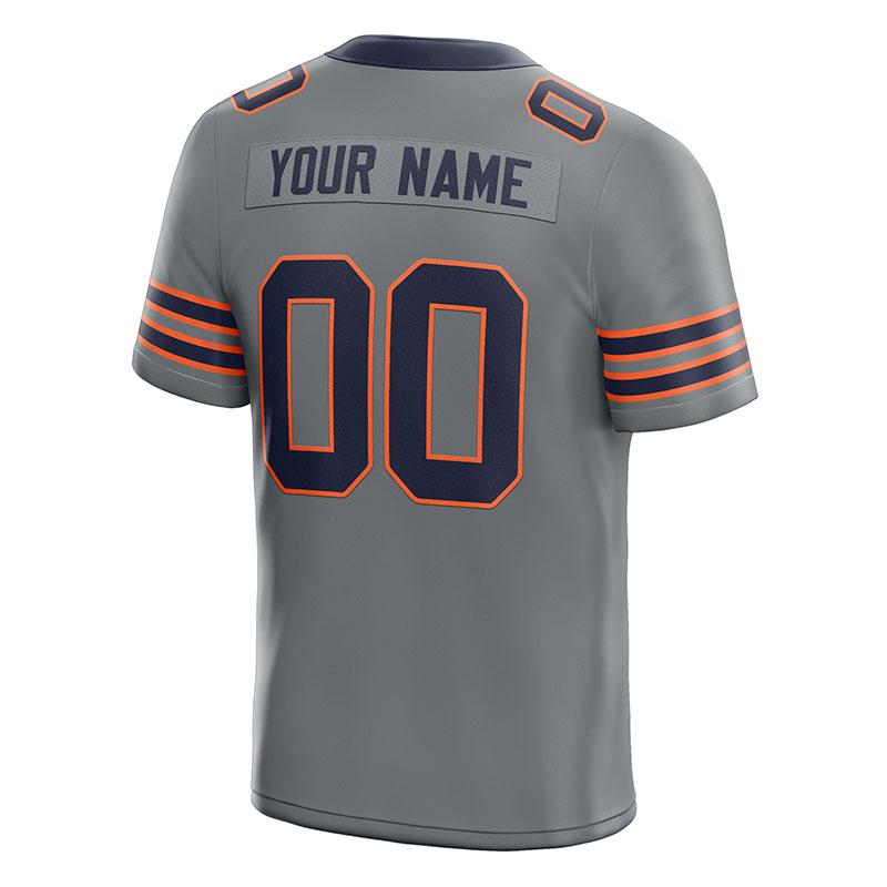 custom authentic football jersey gray-navy-orange mesh