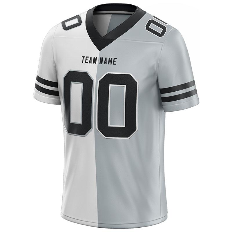 custom authentic split fashion football jersey gray-white-black mesh