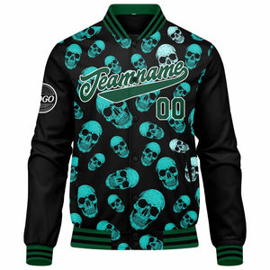 Chaqueta universitaria personalizada estilo Letterman para hombres-mujeres y jóvenes-color verde oscuro