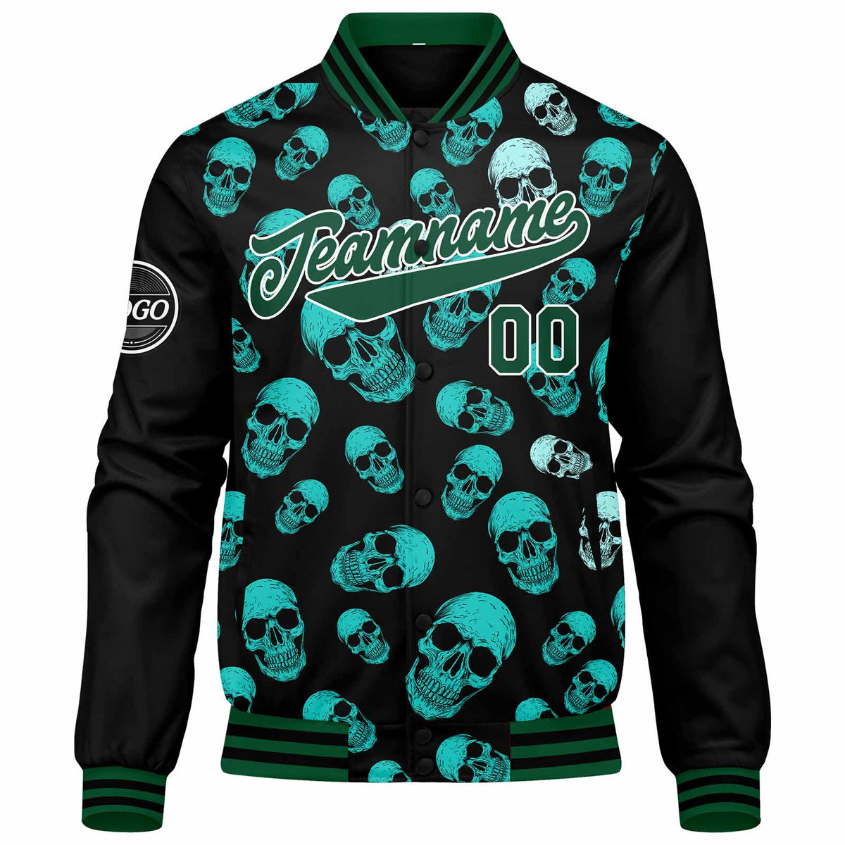 Chaqueta universitaria personalizada estilo Letterman para hombres-mujeres y jóvenes-color verde oscuro