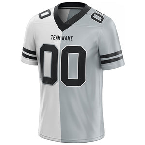 custom authentic split fashion football jersey black-white-gray mesh