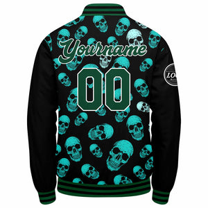 Chaqueta universitaria personalizada estilo Letterman para hombres-mujeres y jóvenes-color verde oscuro