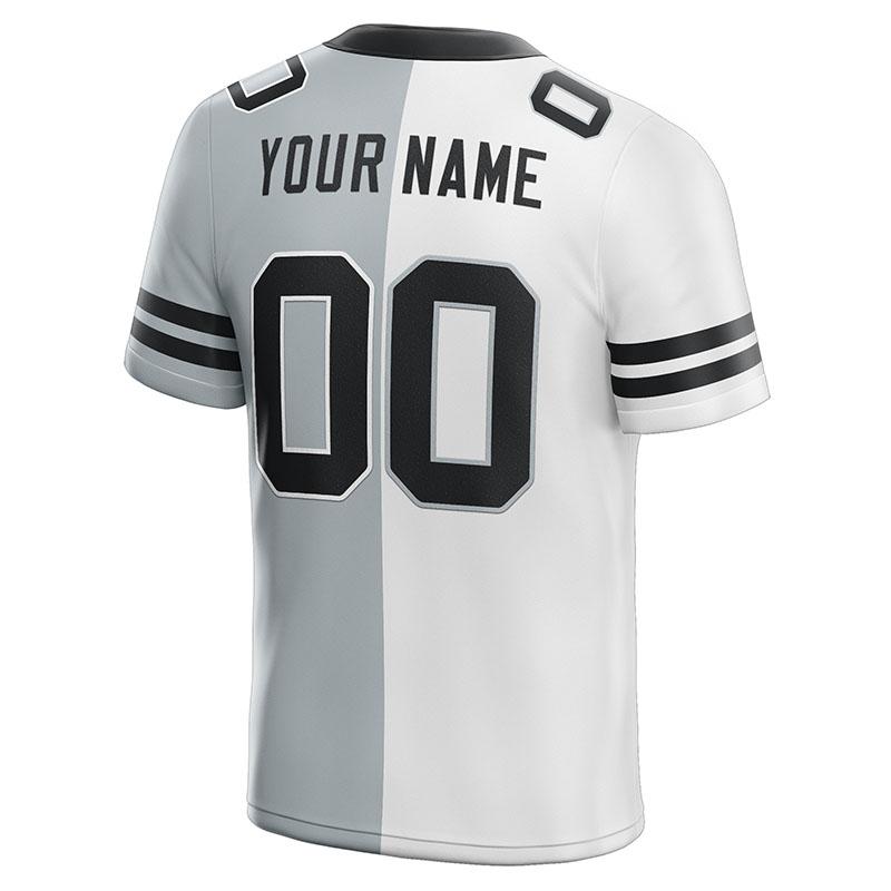 custom authentic split fashion football jersey gray-white-black mesh