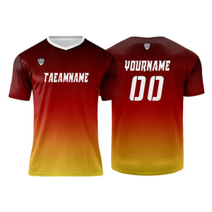 Conjunto personalizado de camiseta de uniforme rojo & naranja y amarillo para niños y adultos
