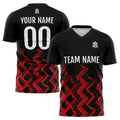 Conjunto personalizado de camiseta de fútbol negra y roja para niños y adultos