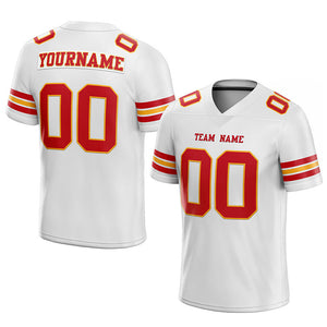 customized authentic football jersey white  red- orange mesh