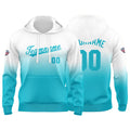 Sudadera con capucha personalizada con degradado para hombre-mujer-niña o niño Estampa tu logotipo-nombre o número en azul y blanco